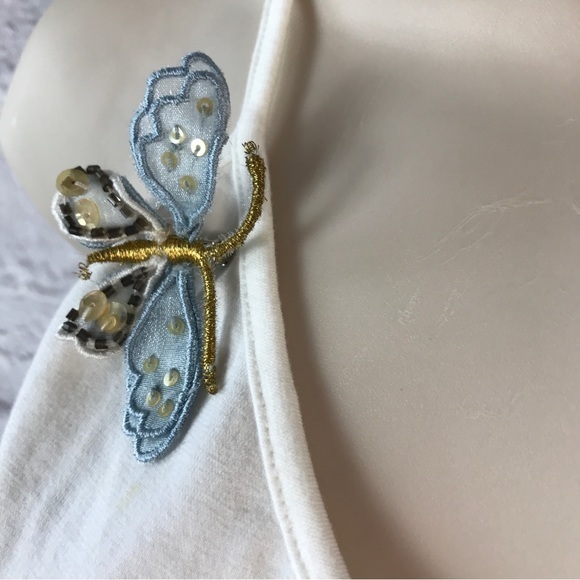 Vintage Y2K Cotton Tank Sequined‎ Butterfly Pin NWT - Picture 2 of 8